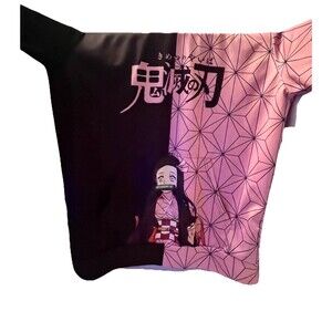Demon Slayer Nezuko Kamado Pink Black Graphic Hoodie XL